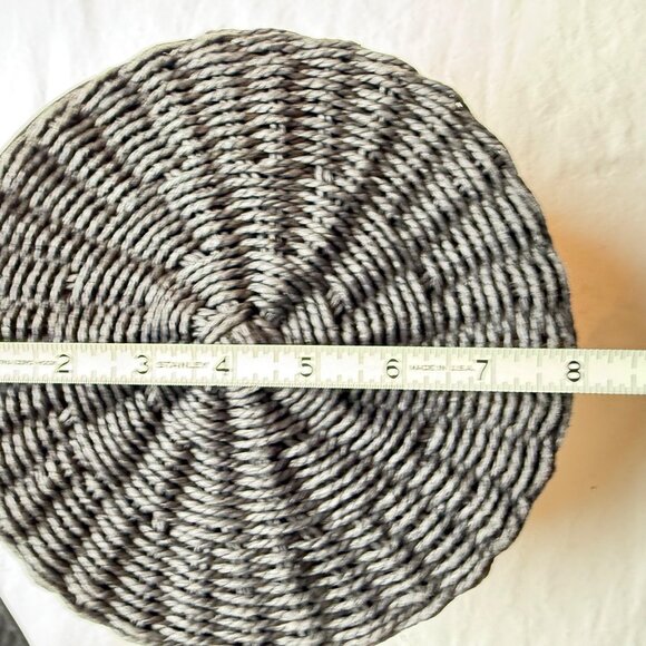 Round Black Woven Crossbody Bag W Leather Strap Magnetic Closure By World Market - Picture 10 of 11